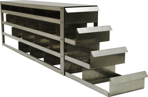 Upright Freezer Sliding Tray (Drawer) Rack for 2" Boxes - Rack Only (for 2" Boxes; 5 deep by 4 high)