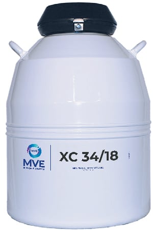 MVE XC 34/18 Cryogenic Freezer with (6) 11" Canisters (Capacity: 630 x 2.0 ml vials)