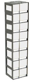 Vertical Racks for Standard 3" Boxes- Rack w/ Fiberboard Boxes and Dividers (81 cell) - 8 Boxes High