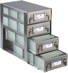 Upright Freezer Racks with 4 Drawers (3 Compartments Each) for 96 Deep-Well Microtiter Plates and Micronic LOBO Racks - Rack Only - 3 Plates Deep x 4 Plates High