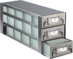 Upright Freezer Racks with 3 Drawers (5 Compartments Each) for 96 Deep- Well Microtiter Plates and Micronic LOBO Racks - Rack Only - 5 Plates Deep x 3 Plates High