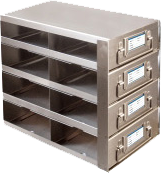 Upright Freezer Drawer Racks for 100-Cell Hinged Plastic Storage Boxes | 8 Boxes Total