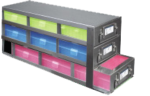 Upright Freezer Drawer Racks for 100-Cell Hinged Plastic Storage Boxes | 9 Boxes Total | Green Boxes