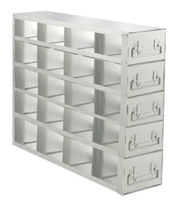 Upright Freezer Rack with Drawers for Standard 3" Boxes- Rack Only- 4 Boxes Deep x 5 Boxes High