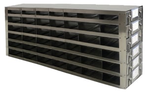 Stainless Steel Upright Freezer Drawer Rack for 25-Place Slide Boxes | 42 Boxes Total | 26.1" (L) x 10.2" (H)