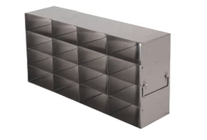 Stainless Steel Upright Freezer Rack for 25-Place Slide Boxes | 16 Boxes Total | 14.8" (L) x 6.2" (H)