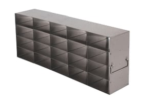 Stainless Steel Upright Freezer Rack for 25-Place Slide Boxes | 20 Boxes Total | 18.5" (L) x 6.2" (H)