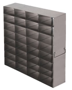 Stainless Steel Upright Freezer Rack for 25-Place Slide Boxes | 32 Boxes Total | 14.8" (L) x 12.2" (H)