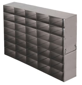 Stainless Steel Upright Freezer Rack for 25-Place Slide Boxes | 35 Boxes Total | 18.5" (L) x 10.7" (H)