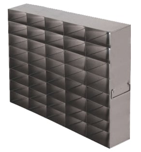 Stainless Steel Upright Freezer Rack for 25-Place Slide Boxes | 40 Boxes Total | 18.5" (L) x 12.2" (H)