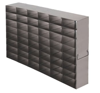 Stainless Steel Upright Freezer Rack for 25-Place Slide Boxes | 48 Boxes Total | 22.2" (L) x 12.2" (H)