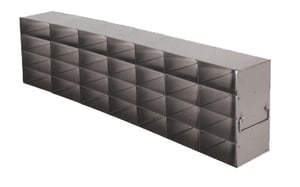 Stainless Steel Upright Freezer Rack for 25-Place Slide Boxes | 28 Boxes Total | 25.9" (L) x 6.2" (H)
