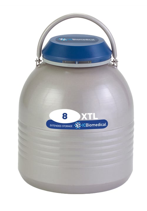 IC Biomedical XTL8 Cryogenic Sample Storage Freezer with (6) 5″ Canisters (Capacity: 750 x 1/2 cc Straws)