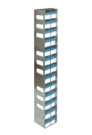 Aluminum Vertical Mini Racks with Locking Rod for Mini 2" Polycarbonate Boxes | 13 Boxes Deep