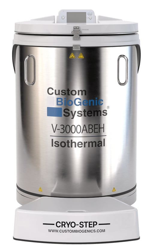 Custom BioGenic Systems V-3000ABEH Isothermal LN2 Freezer (Extended Height) (Capacity: 25,500 x 2.0 ml vials)