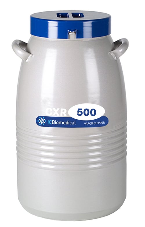IC Biomedical CXR500 Cryogenic Shipper with Replaceable Absorbent Material without Rack (Capacity: 500 x 2.0mL Vials)