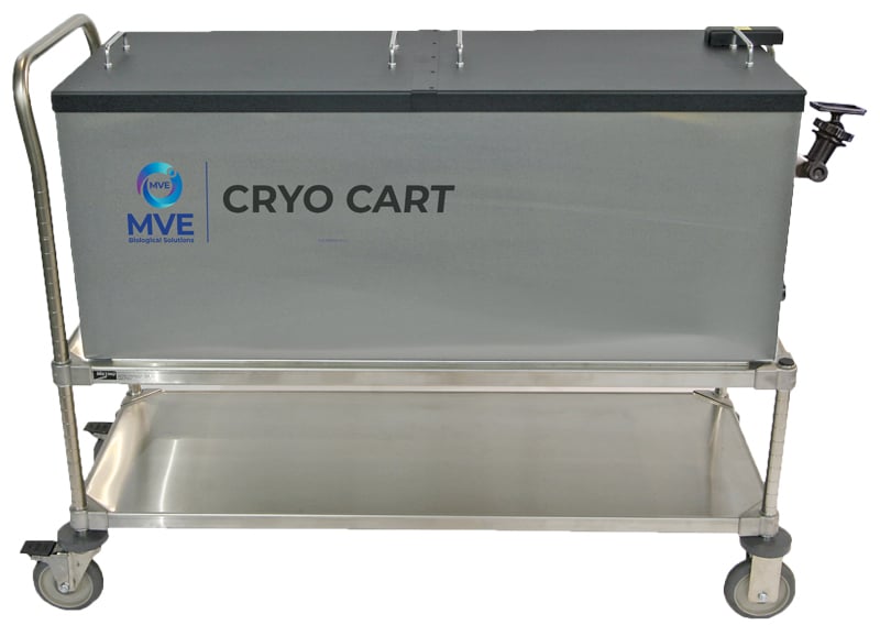 MVE Cryocart Liquid Nitrogen Transport with Temperature Monitor (Capacity: 30 x 2" Cryoboxes)