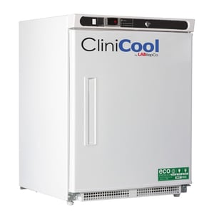 LabRepCo CliniCool Silver Series Prime 4.6 Cu. Ft. built-in undercounter Medical-Grade Refrigerator for Vaccine Storage with a closed solid door and a recessed handle