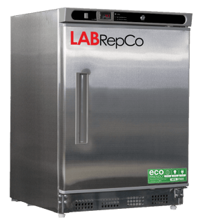 A Labrepco branded undercounter laboratory refrigerator with a 4.5 cubic foot internal capacity and a stainless steel exterior