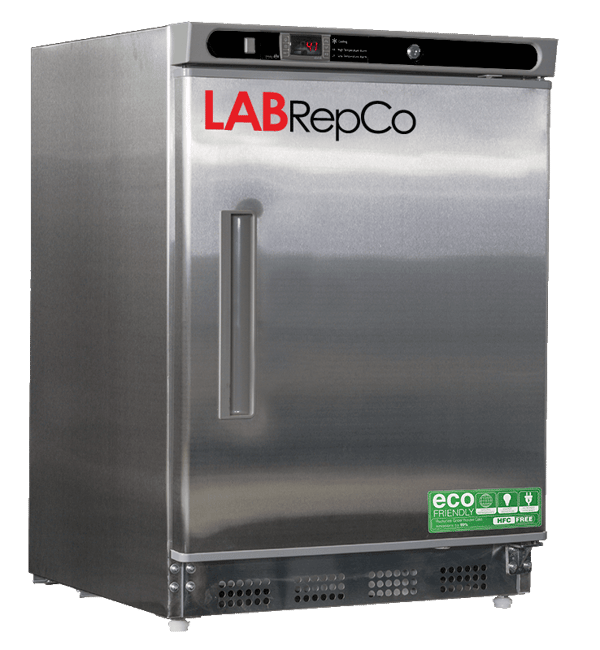 A Labrepco branded undercounter laboratory refrigerator with a 4.5 cubic foot internal capacity and a stainless steel exterior