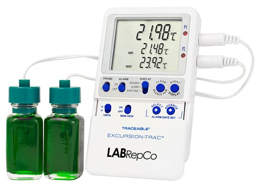 NIST Traceable® Excursion-Trac™ Refrigerator/Freezer Data Logging Thermometer for Vaccine Storage (2 probes for monitoring up to 2 units/chambers)