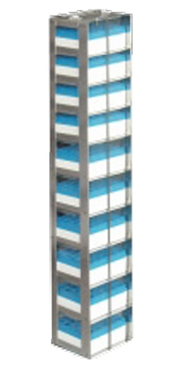 Mini Vertical Racks with 2" Mini Polycarbonate Boxes and Dividers - 10 Boxes High