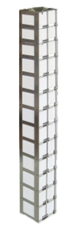 Mini Vertical Racks with 2" Mini Fiberboard Boxes and Dividers - 14 Boxes High