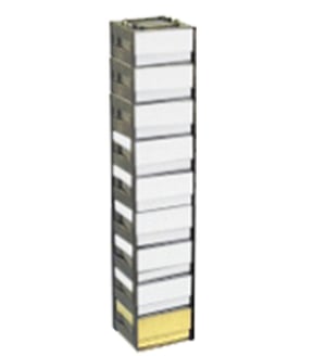 Mini Spring Clip Vertical Racks with 2" Mini Fiberboard Boxes and 25 Cell Divider (9 Boxes High)