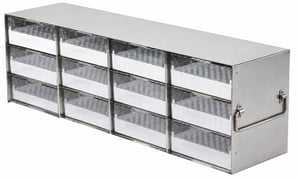 UF-432-P-81 upright freezer rack complete with 2 inch polycarbonate boxes