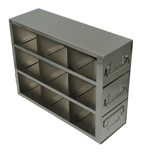 Upright Freezer Drawer Racks for Standard 3.75" Boxes- Rack Only- 3 Boxes Deep x 3 Boxes High