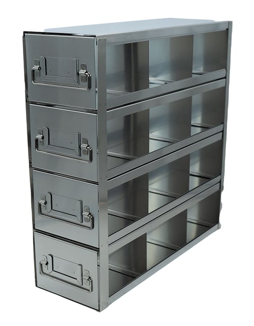 Upright Freezer Drawer Racks for Standard 3.75" Boxes- Rack Only- 3 Boxes Deep x 4 Boxes High