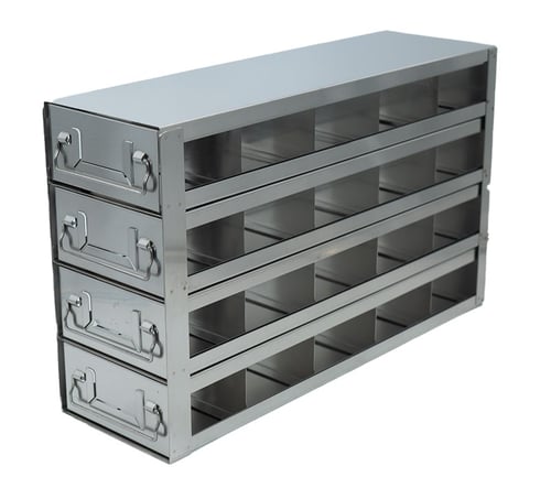 Upright Freezer Drawer Racks for Standard 3.75" Boxes- Rack Only- 5 Boxes Deep x 4 Boxes High