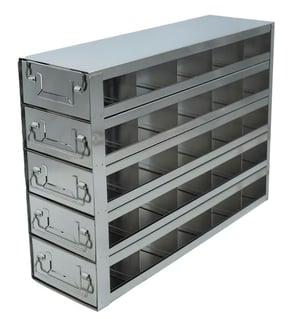 Stainless Steel Upright Freezer Drawer Rack for MATRIX Boxes, FluidX Boxes & Micronic Racks - 25 Box Capacity - 17.7" (L) x 13.2" (H)