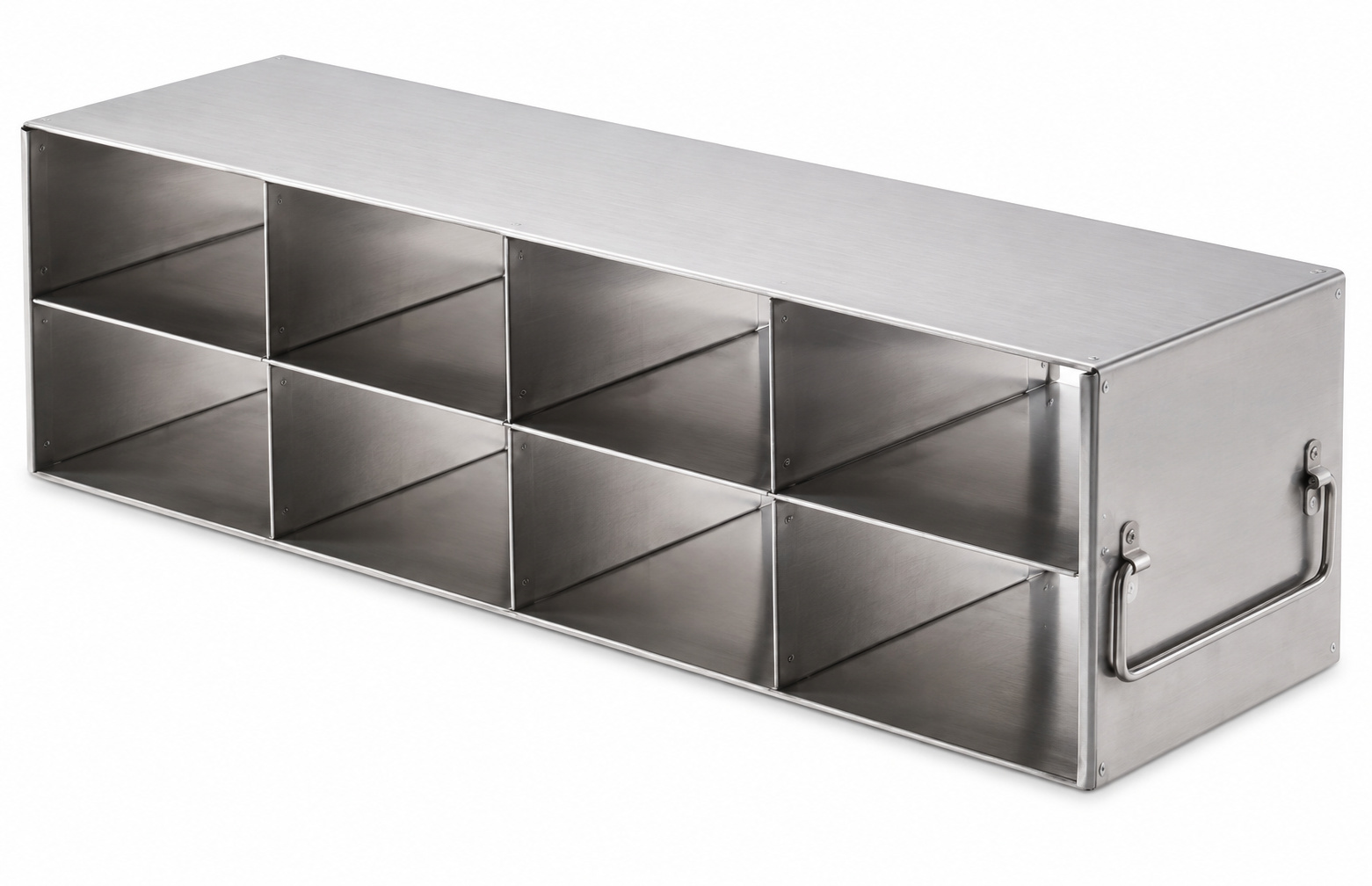 Stainless Steel Upright Freezer Rack for FluidX Boxes & Micronic Racks – 4 Boxes Deep x 2 Boxes High