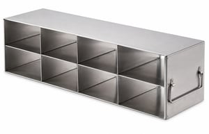 Stainless Steel Upright Freezer Rack for FluidX Boxes & Micronic Racks - 4 Boxes Deep x 2 Boxes High