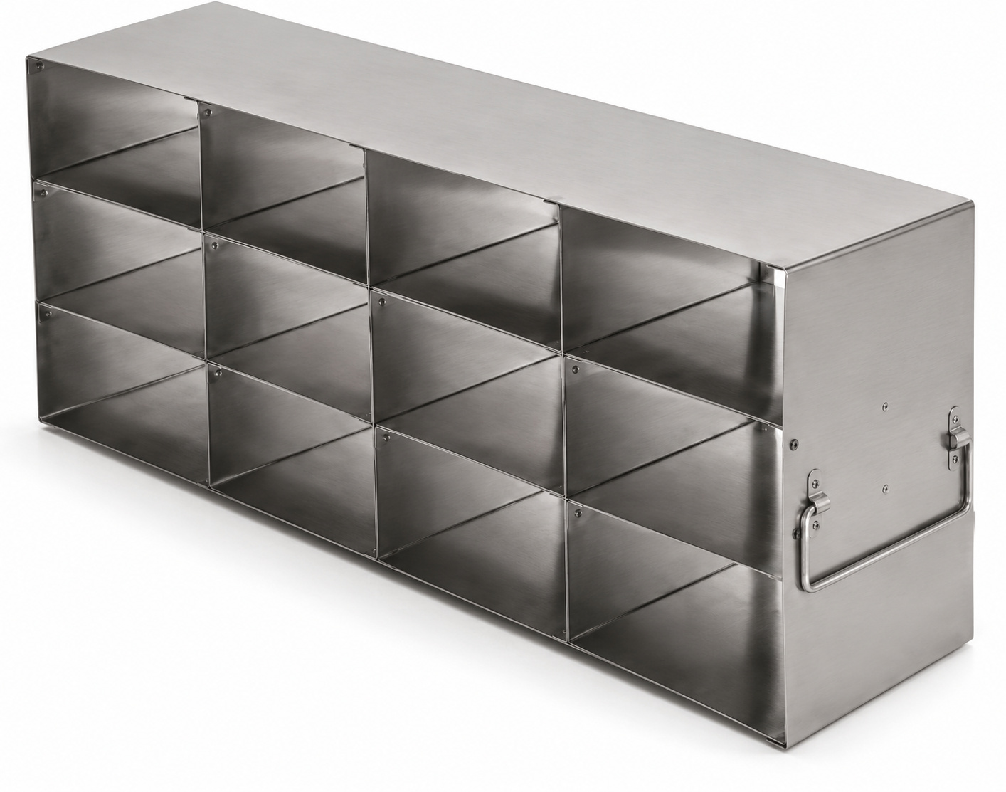 Stainless Steel Upright Freezer Rack for FluidX Boxes & Micronic Racks – 4 Boxes Deep x 3 Boxes High