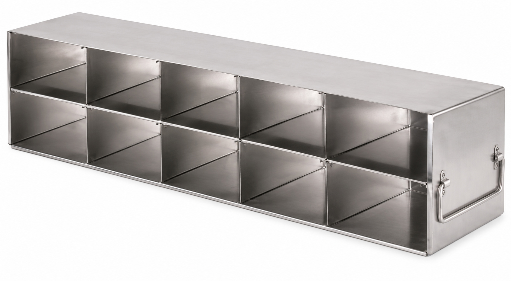 Stainless Steel Upright Freezer Rack for FluidX Boxes & Micronic Racks – 5 Boxes Deep x 2 Boxes High