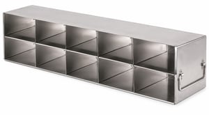 Stainless Steel Upright Freezer Rack for FluidX Boxes & Micronic Racks - 5 Boxes Deep x 2 Boxes High