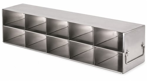 Stainless Steel Upright Freezer Rack for FluidX Boxes & Micronic Racks - 5 Boxes Deep x 2 Boxes High