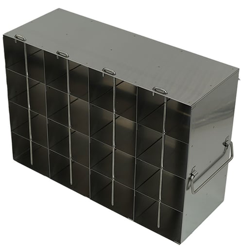 Stainless Steel Upright Freezer Rack for MATRIX Boxes, FluidX Boxes & Micronic Racks - 4 Boxes Deep x 4 Boxes High