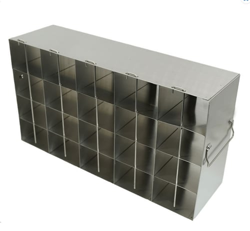 Stainless Steel Upright Freezer Rack for MATRIX Boxes, FluidX Boxes & Micronic Racks - 5 Boxes Deep x 4 Boxes High