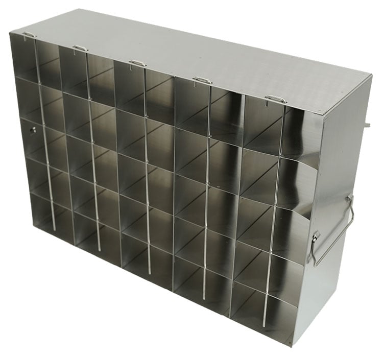 Stainless Steel Upright Freezer Rack for MATRIX Boxes, FluidX Boxes & Micronic Racks - 5 Boxes Deep x 5 Boxes High
