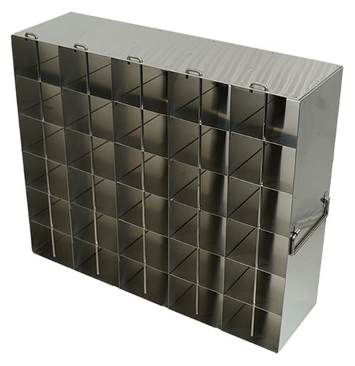 Stainless Steel Upright Freezer Rack for MATRIX Boxes, FluidX Boxes & Micronic Racks - 5 Boxes Deep x 6 Boxes High