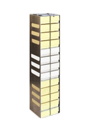 Aluminum Vertical Rack with 2" Fiberboard Boxes and 81 Cell Dividers - 13 Boxes High