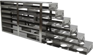 Upright Freezer Rack with Drawers for Fiberboard & Polycarbonate 2" Boxes for PHCbi Upright Freezers- Rack Only- 4 Boxes Deep x 6 Boxes High (side access)