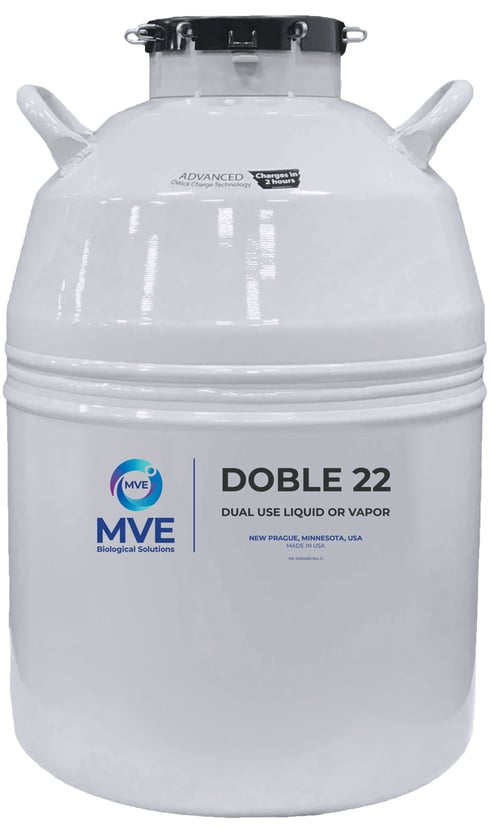MVE Doble 22 Aluminum Cryogenic Dewar/Cryoshipper with QWick Technology (Capacity: 810 x 2.0 ml vials)