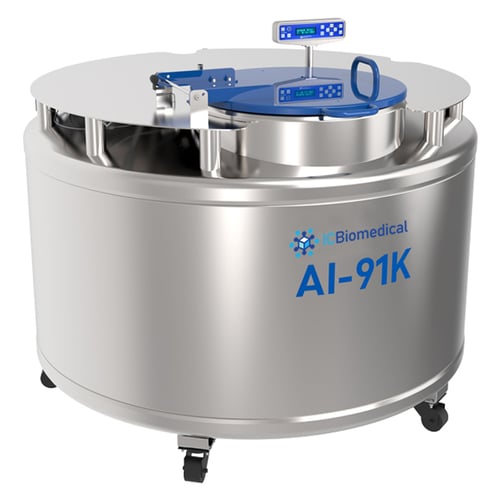IC Biomedical LABS AI-91K LN2 Freezer for Bulk Semen Storage (Capacity: 23,520 x 2.0 ml vials)