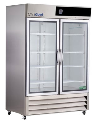 LabRepCo CliniCool© Silver Series PRIME 49 Cu. Ft. Pharmacy Refrigerator with Hinged Stainless Steel Glass Door, pull handles and casters
