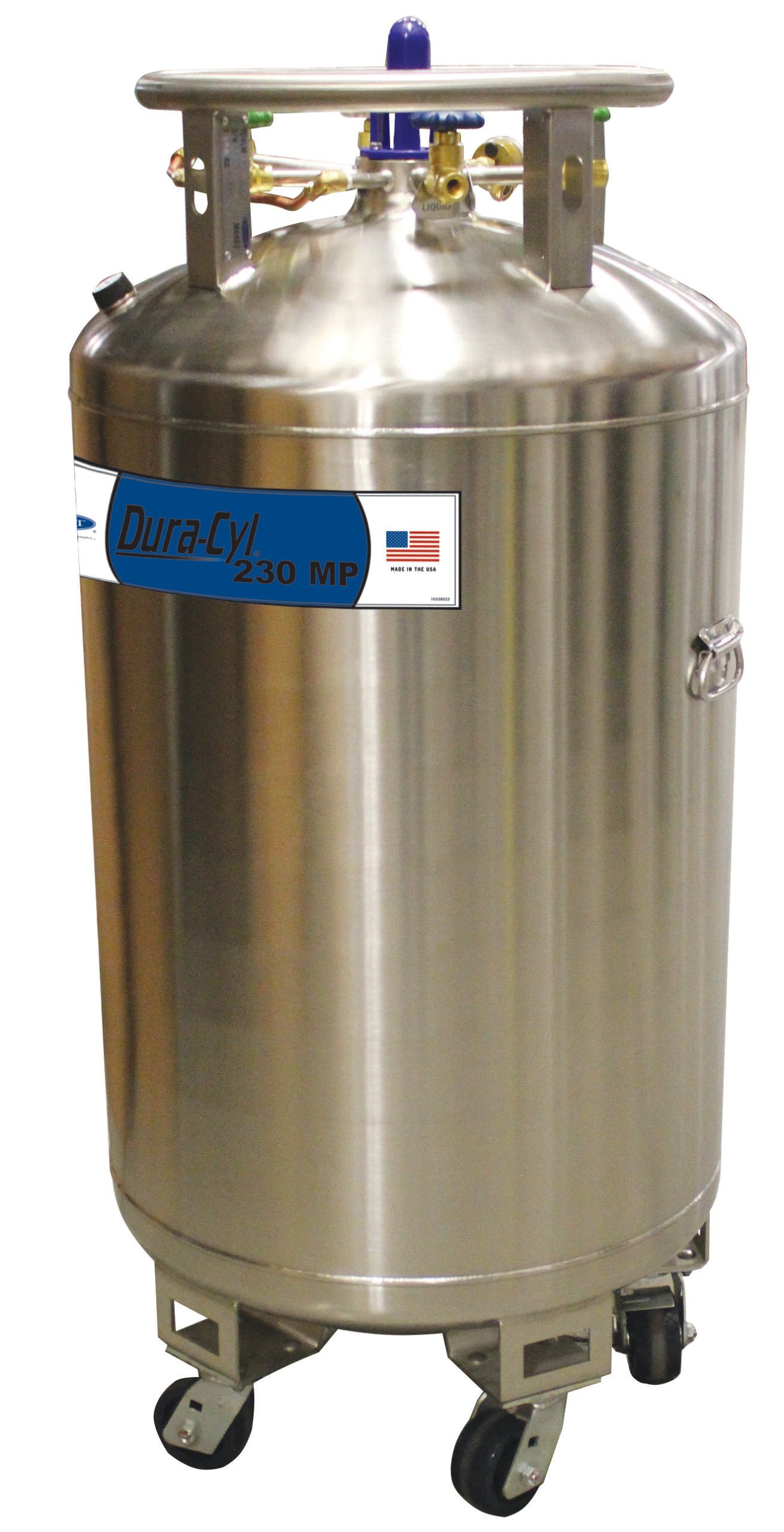 Chart Dura-Cyl 230-Liter Liquid Nitrogen (LN2) Supply Tank with Round Caster Base & LP Pressure Building Regulator