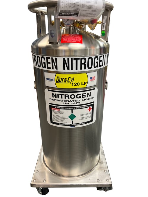 Chart Dura-Cyl 120-Liter Liquid Nitrogen (LN2) Supply Tank with Caster Base & LP Pressure Building Regulator